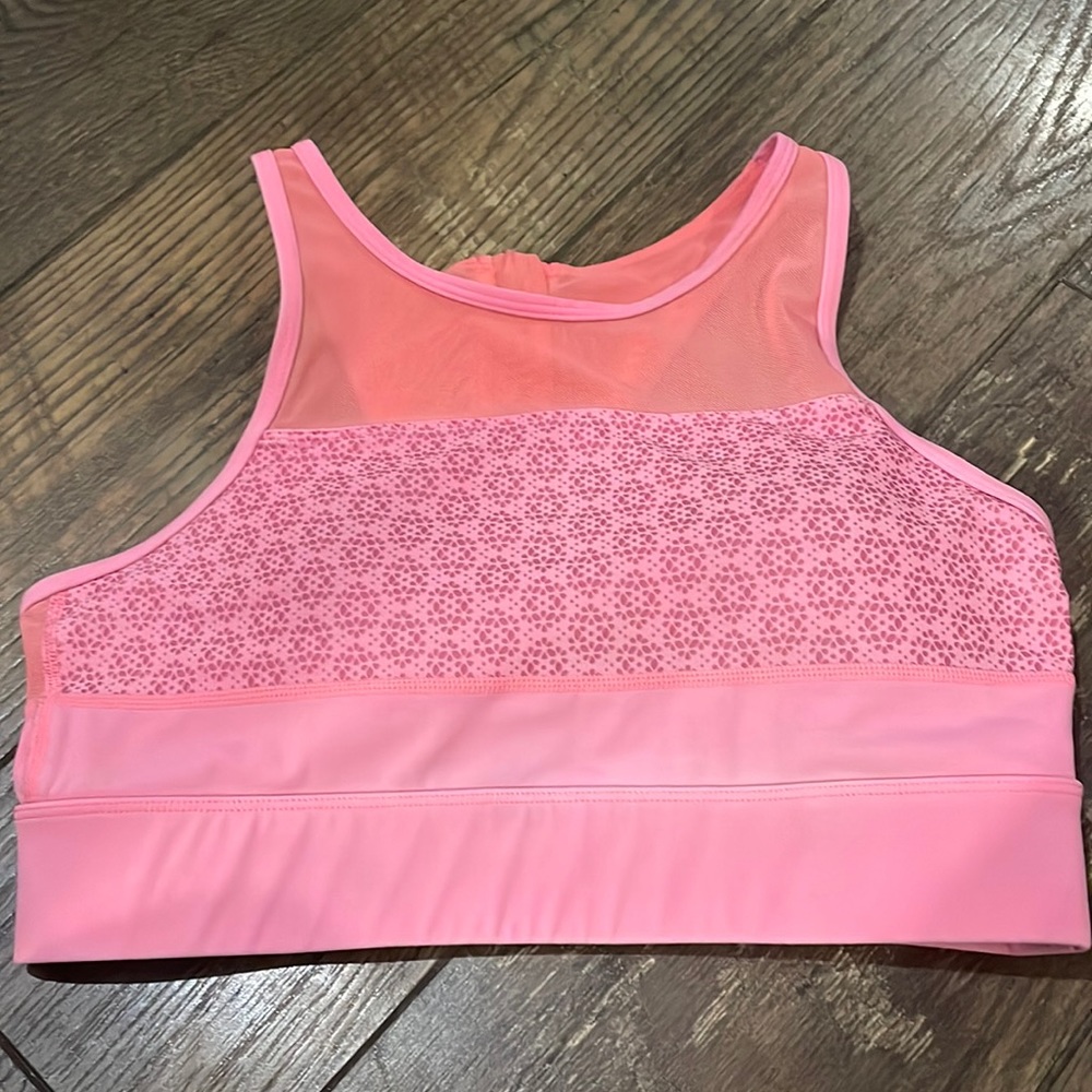 Zyia Pink Padded Sports Bra‎ Back Zipper Size Small